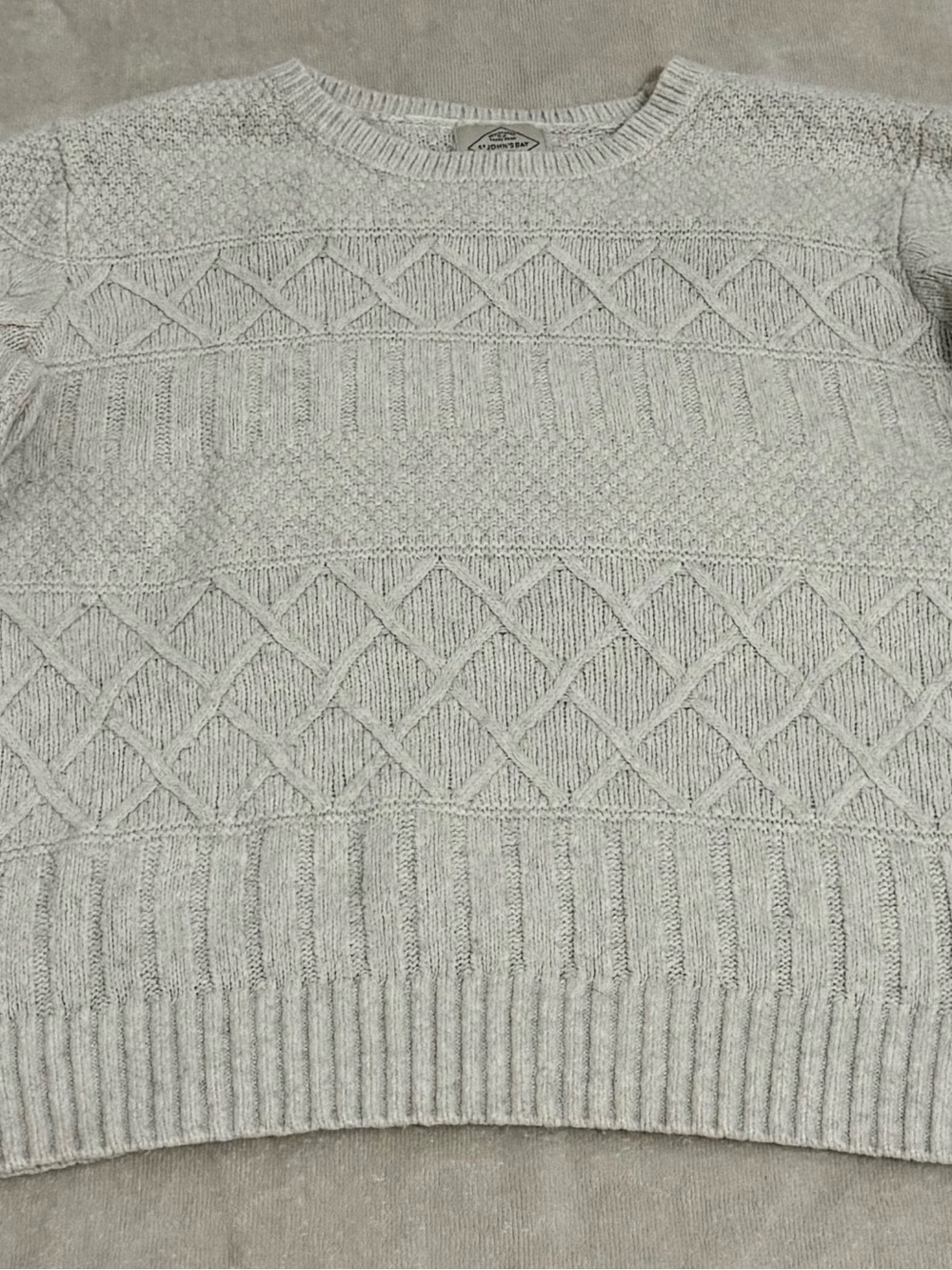 St. John's Bay Light Gray Cable Knit Crewneck Sweater